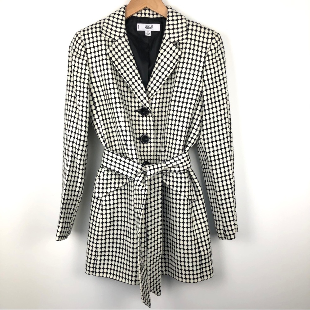 Le Suit Circle Pattern Belted Coat 6P